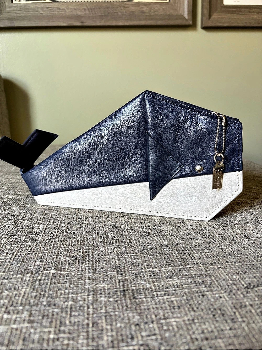 Kate Spade New York Off We Go Whale Coin Purse Blue & White